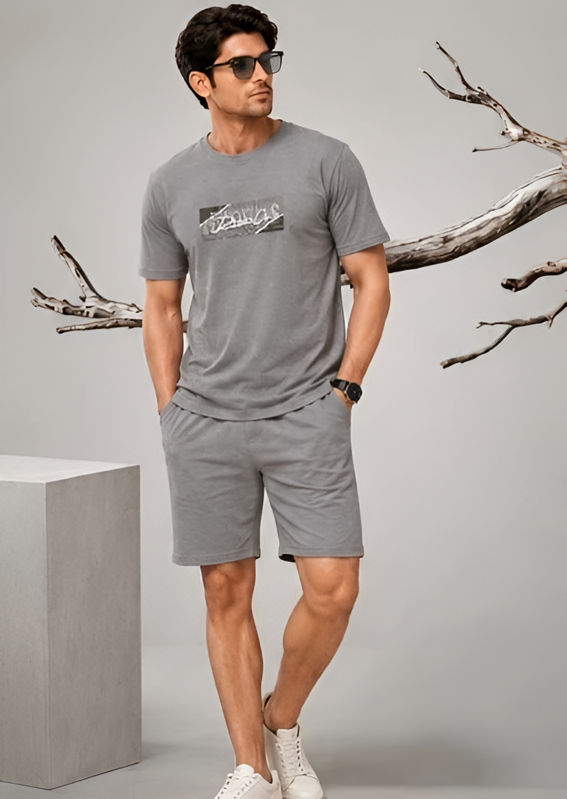 Men's Carbon Concrete Flex Hosiery Co-ord Set – Grey Minimalist Streetwear