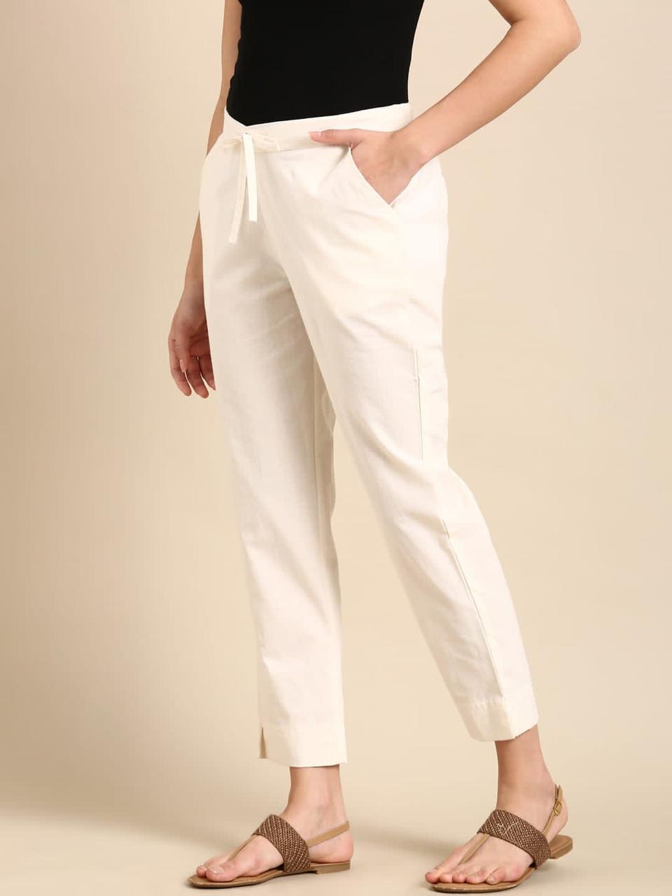 Women's White Cotton Pant – Fresh & Breezy Everyday Ethnic Wear