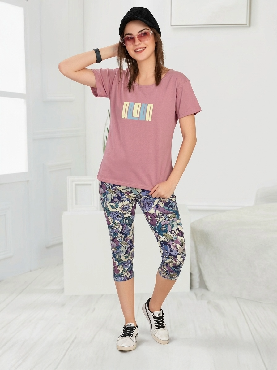 Women's Hosiery Capri Night Suit – Cool Breathable Sleepwear for Warm Weather