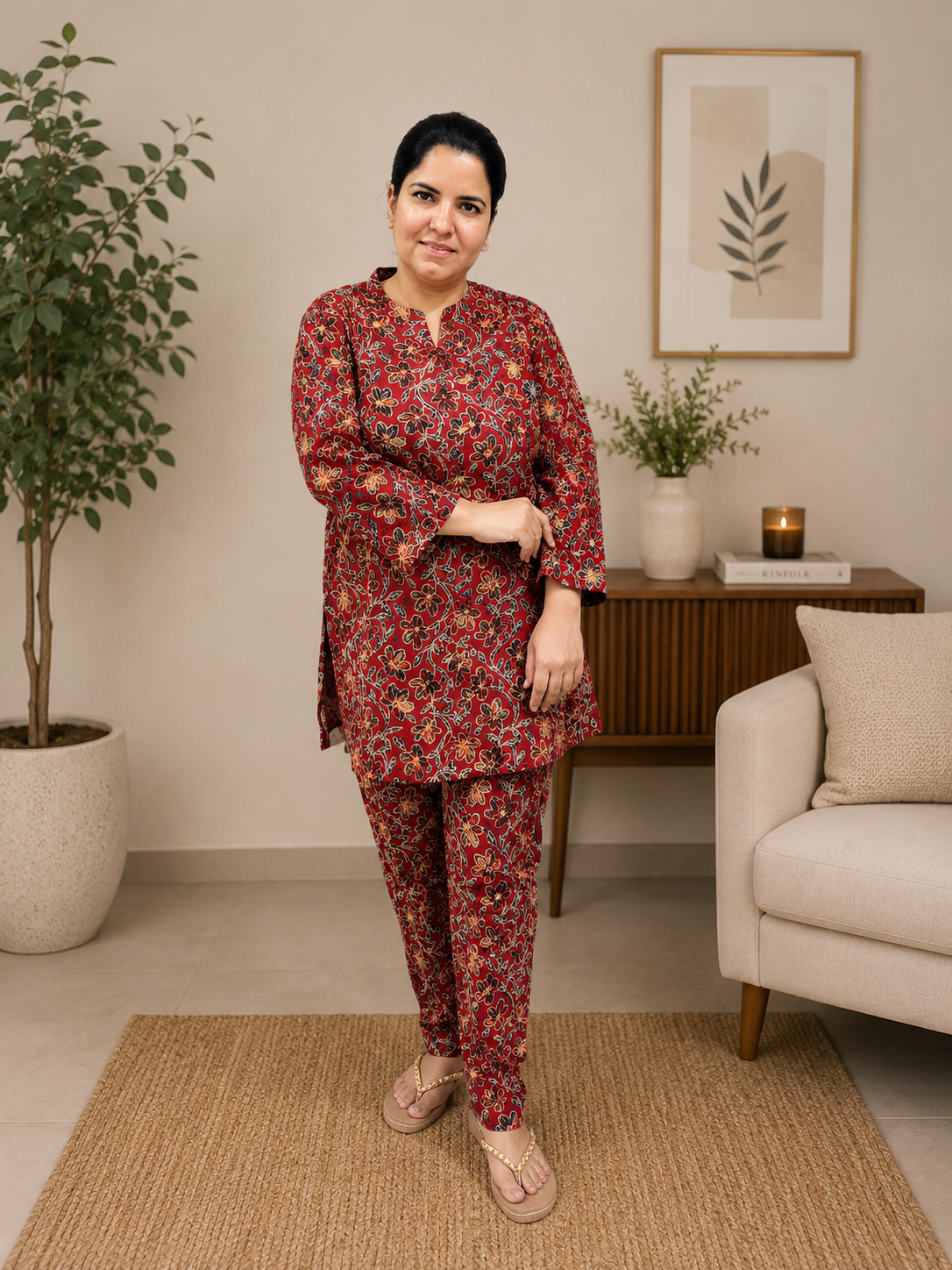 Red Cotton Co-ord Set for Women – Breathable Ethnic Two-Piece