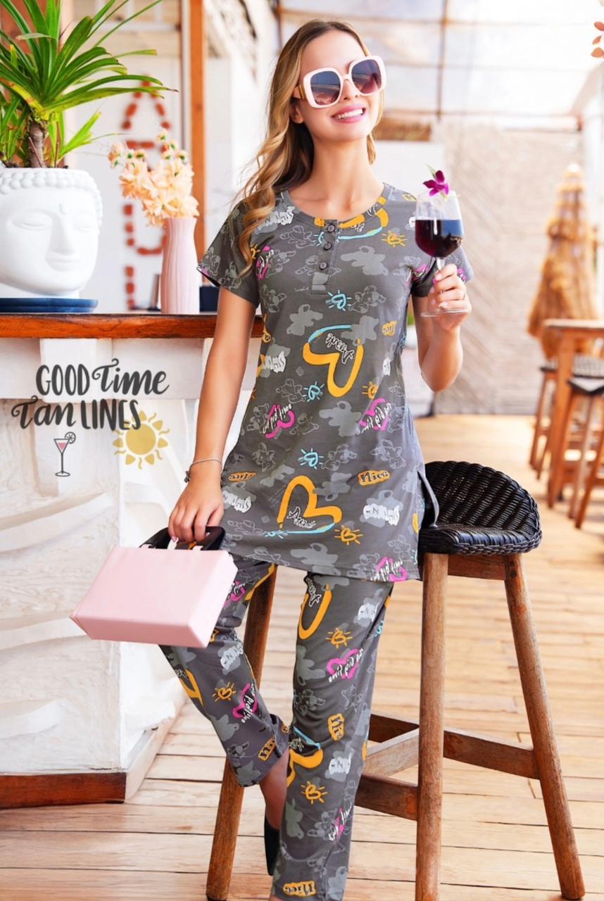 Women's Travel-Friendly Hosiery Night Suit – Warm Climate Sleepwear
