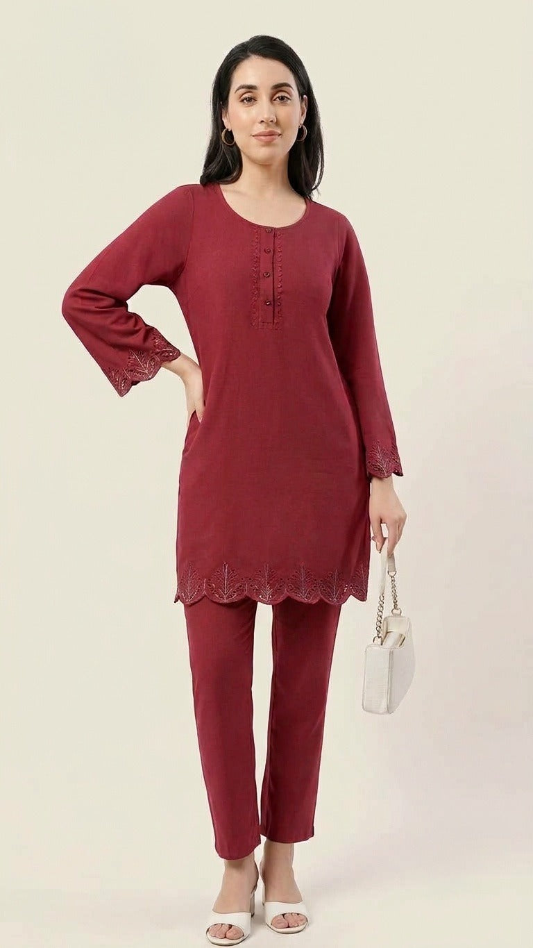 Scalloped Elegance Malai Sinker Kurta Set (Decorative Detailing) – Refined Ethnic Style | 2XL to 4XL