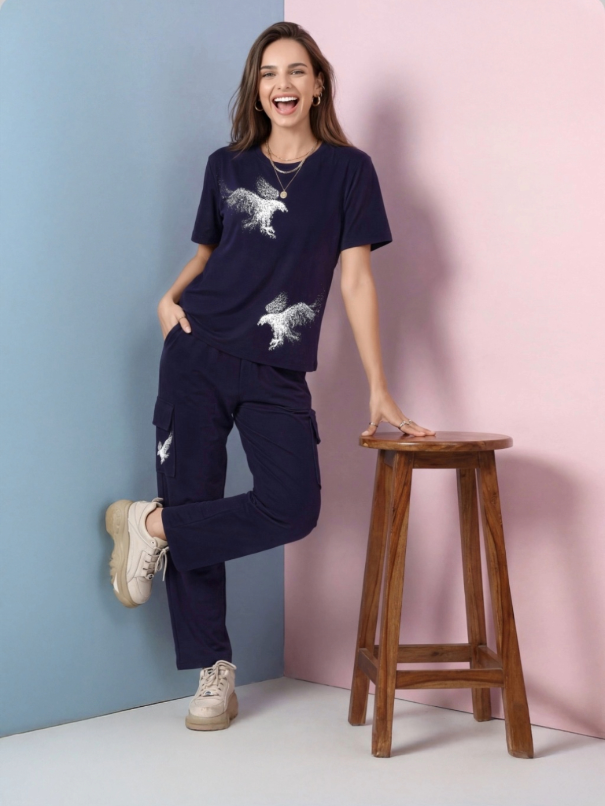 Women's Midnight Dino Graphic Co-ord Set – Fun Tensile Fabric
