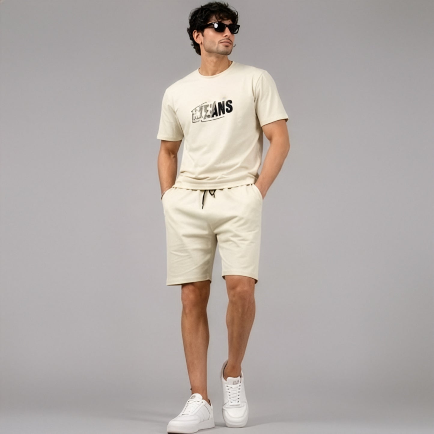 Men's Urban Drift Beige Hosiery Co-ord Set – Casual Streetwear