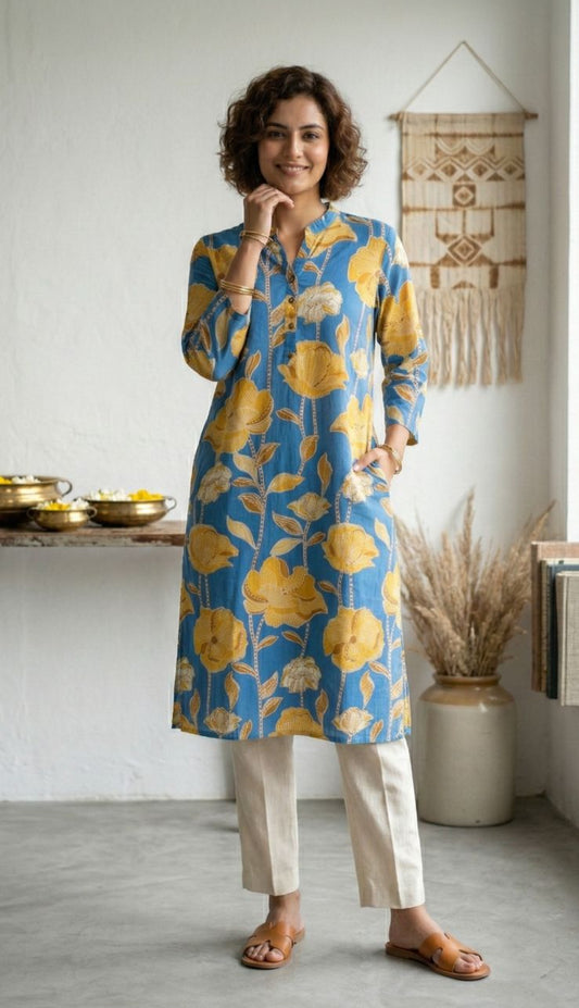 Women's Printed Cotton Long Kurti – Stylish Everyday Ethnic Wear