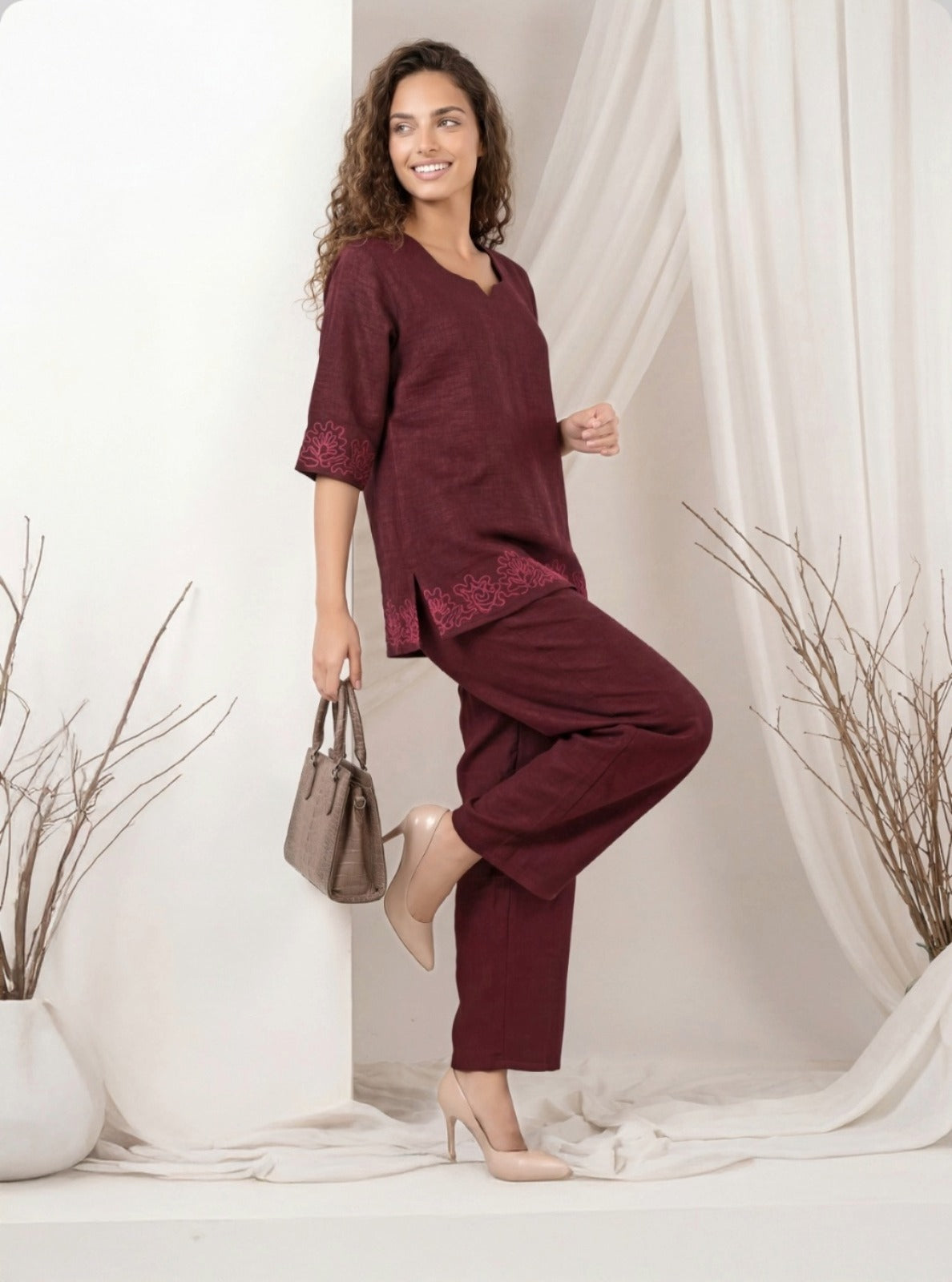 Linen Co-ord Set for Women | Relaxed Ethnic Casuals | M to XXL