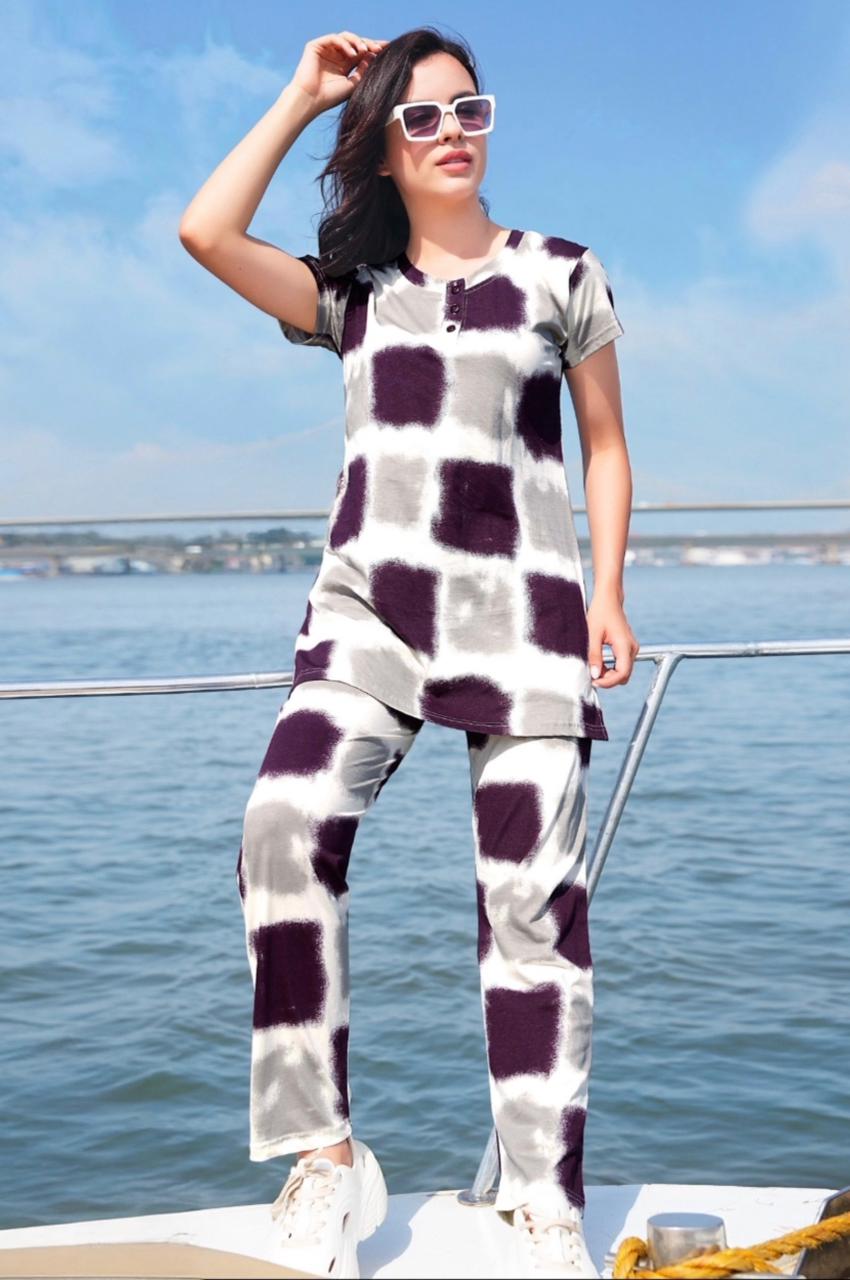 Women's Versatile Hosiery Night Suit – Colourful Everyday Sleepwear