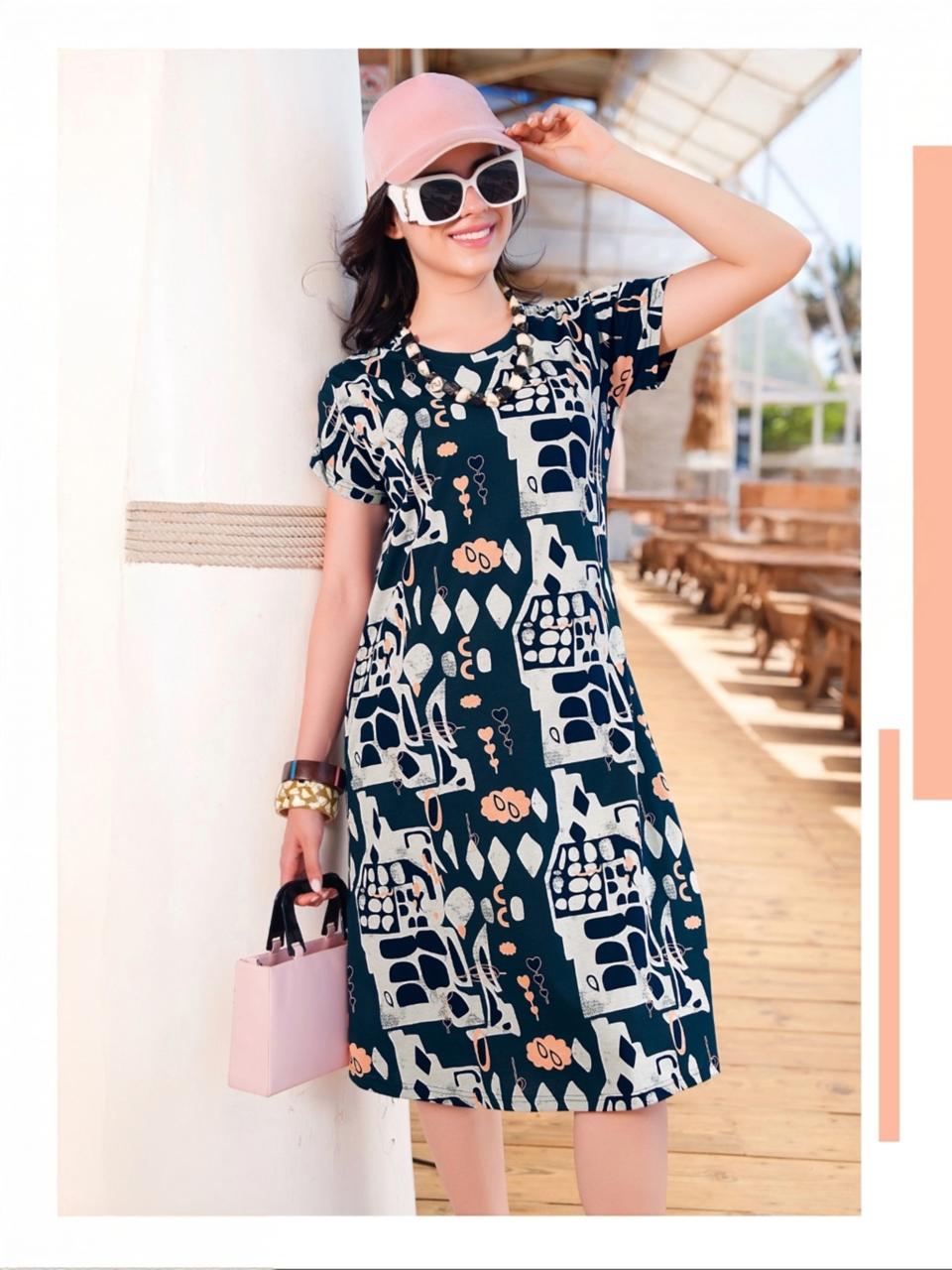 Women's Printed Hosiery Short Nighty – Cool Everyday Sleepwear