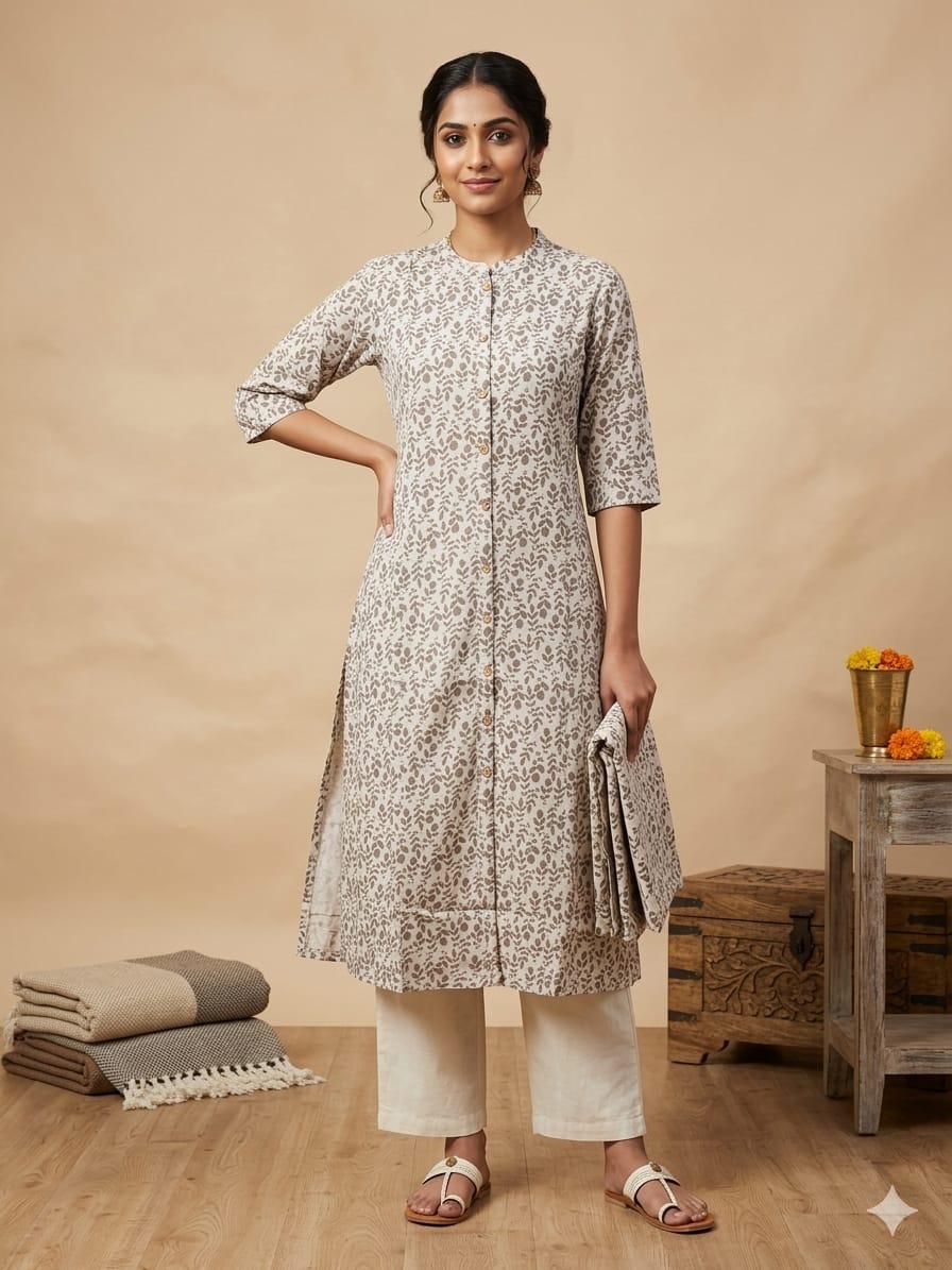Women's Structured A-Line Princess Cut Kurti – Versatile Cotton Ethnic Wear