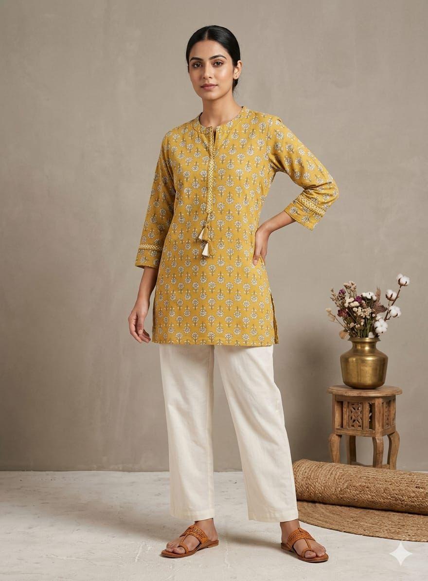 Women's Classic Short Cotton Kurti – Timeless Everyday Ethnic Wear