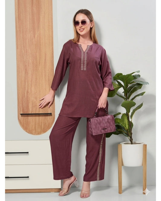 Women's Armani Linen Co-ord Set – Breathable Ethnic Matching Set