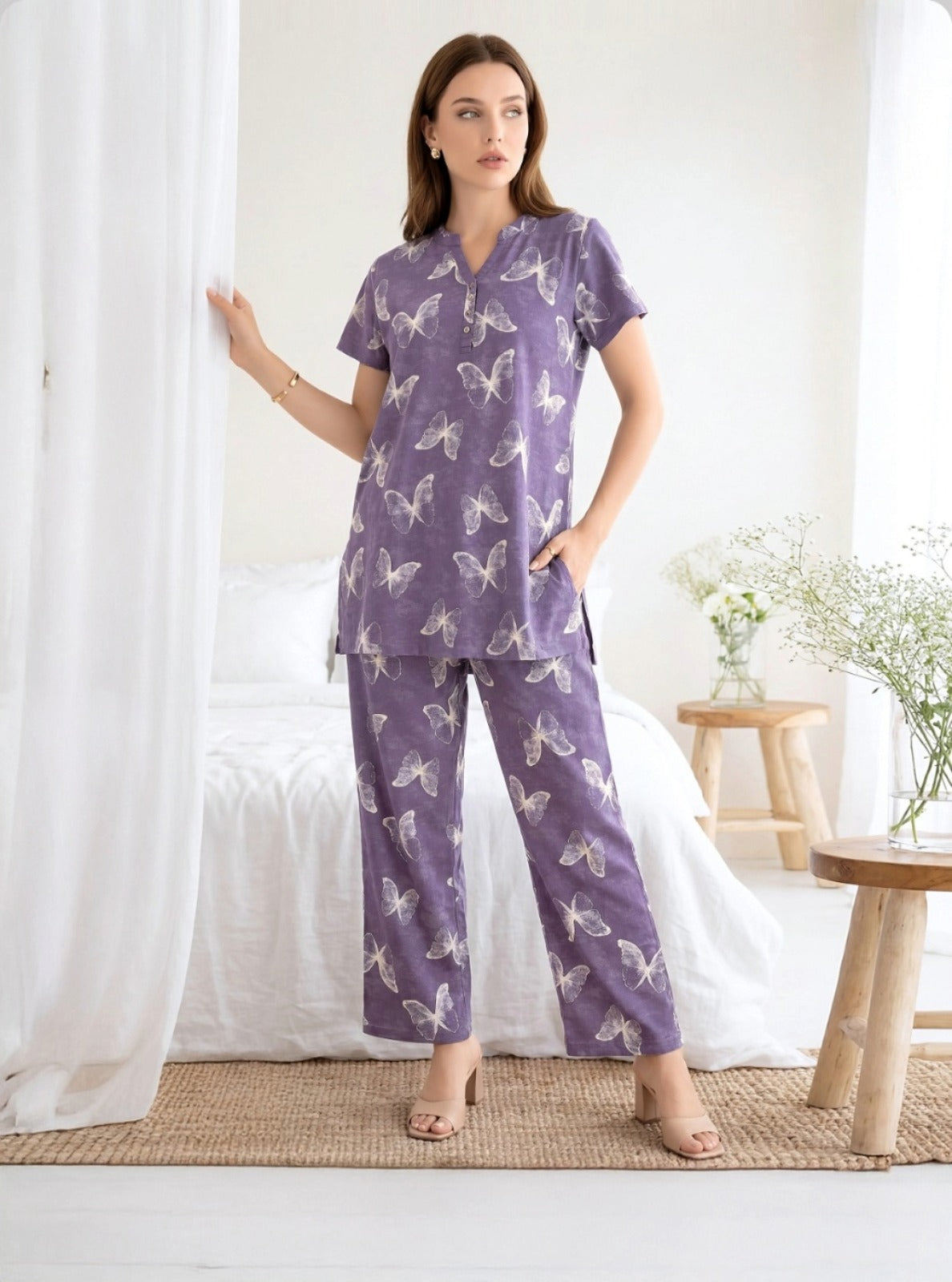 Women's Plus Size Hosiery Night Suit | Semi Long Comfort Sleepwear XXL–5XL