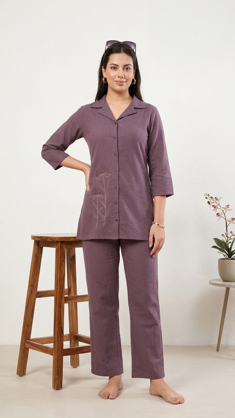 Botanical Charm Malai Sinker Kurta Set (Collared Style) – Effortless Ethnic Look | Size 3XL