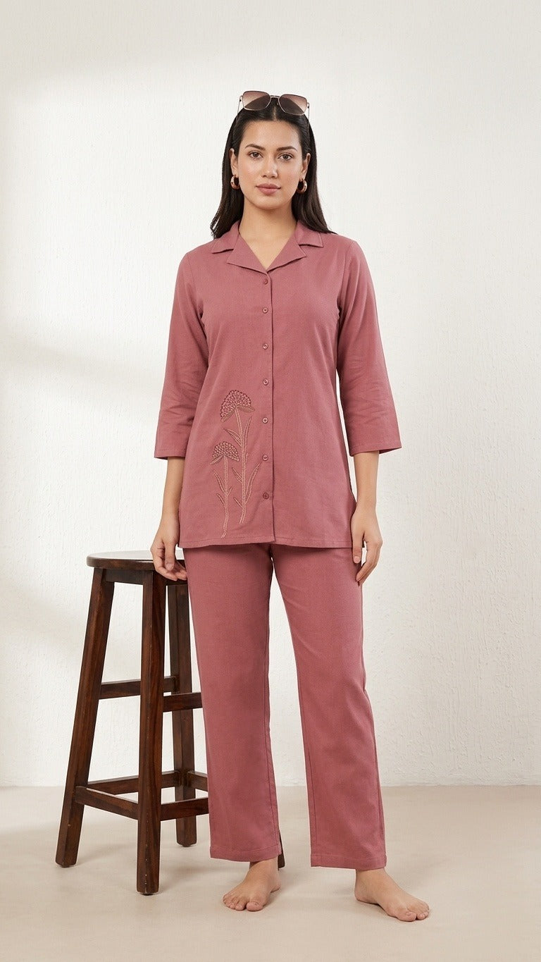 Botanical Charm Malai Sinker Kurta Set (Collared Style) – Effortless Ethnic Look | Size 3XL