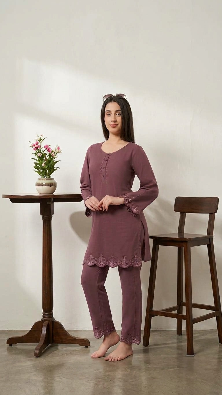 Scalloped Elegance Malai Sinker Kurta Set (Decorative Detailing) – Refined Ethnic Style | 2XL to 4XL