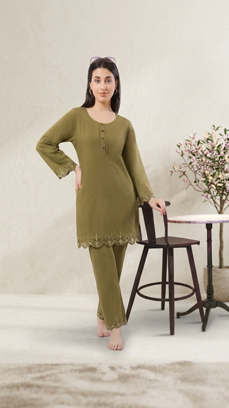 Scalloped Elegance Malai Sinker Kurta Set (Decorative Detailing) – Refined Ethnic Style | 2XL to 4XL